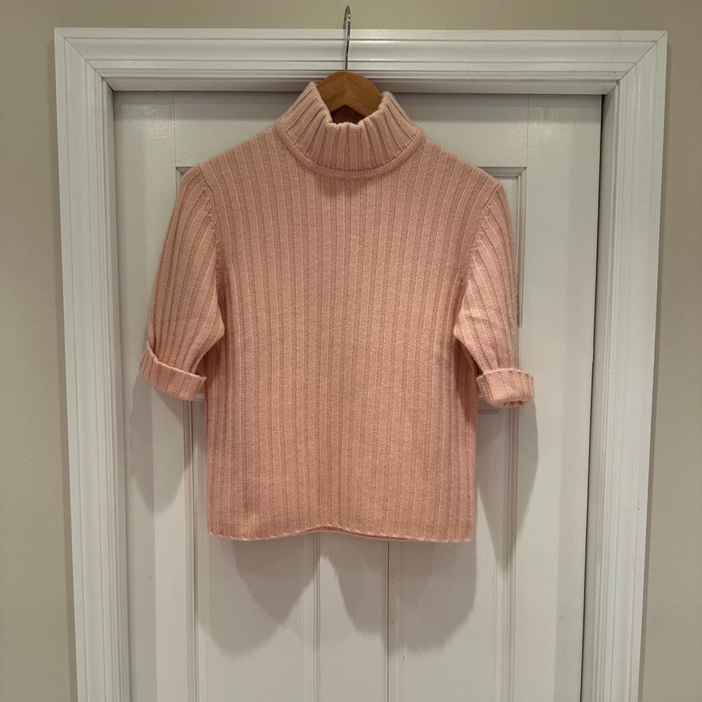 Rosanna Ribbed mock Turtleneck Cashmere Sweaterin Pink size M